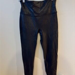 SPANX Faux Leather Black Leggings Petite